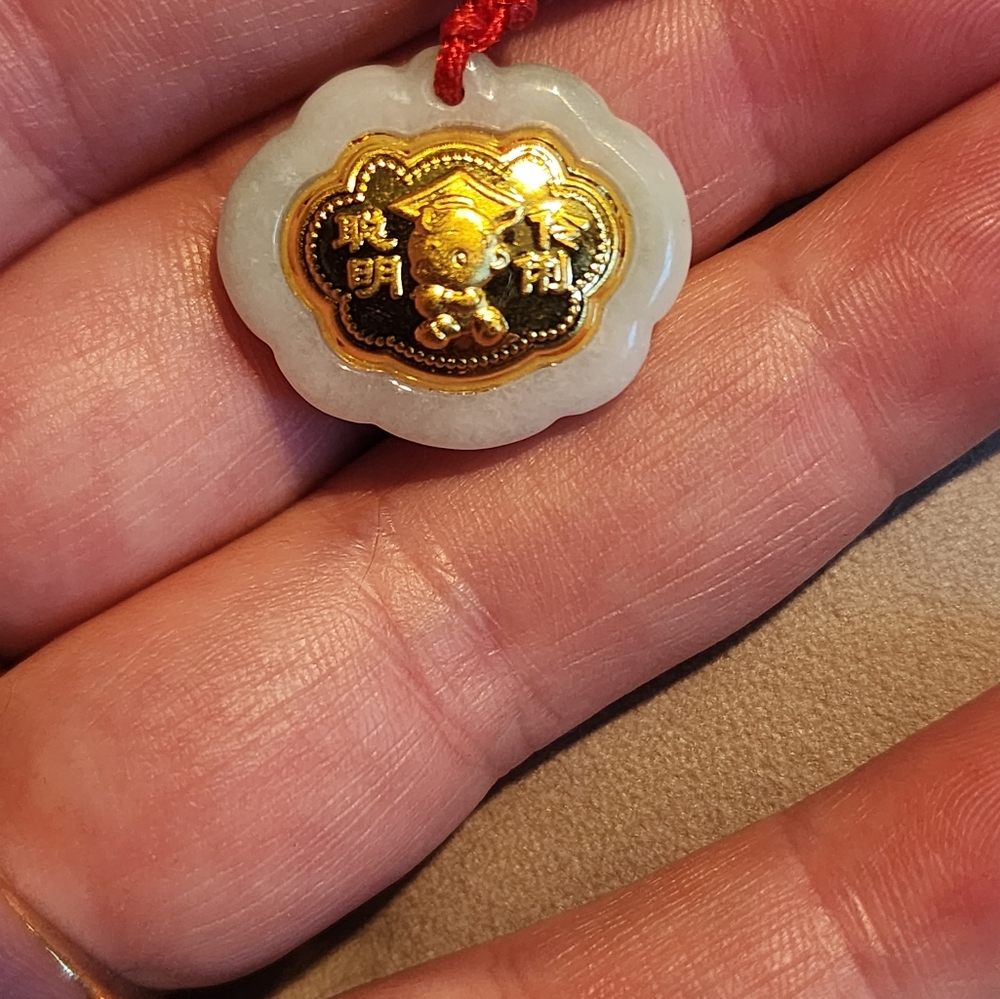 24k gold and hetian jade necklace